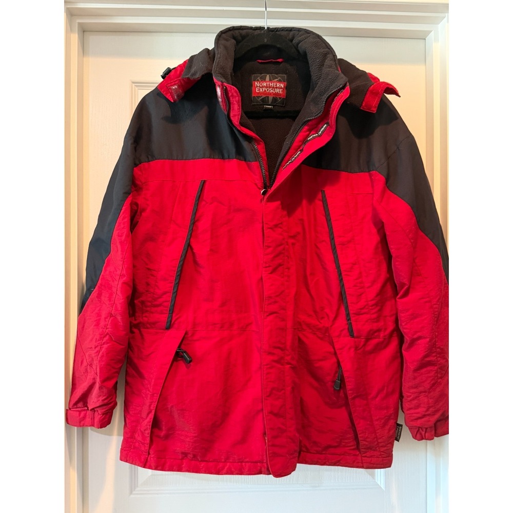 Northern Exposure Red/Black Mens Large Fleece Lined Hoodie jacket